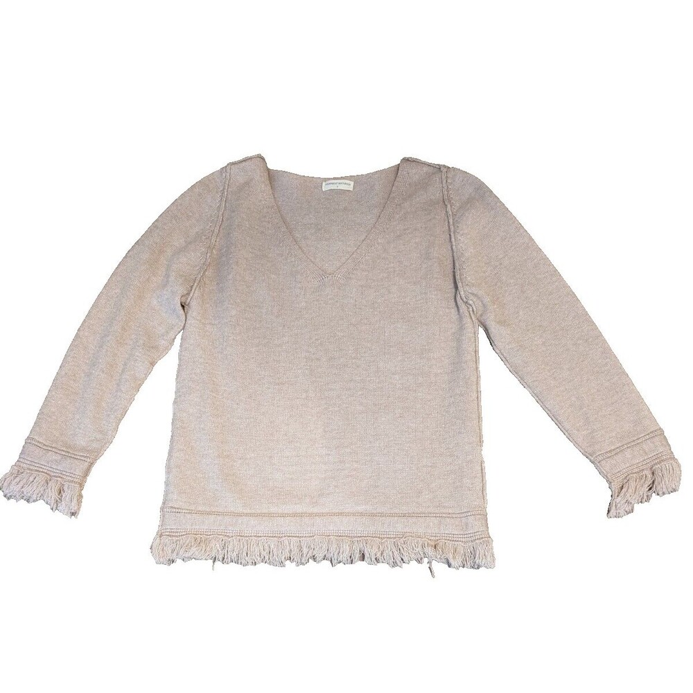 Goodnight Macaroon Neutral Fringe Sweater Size SMALL